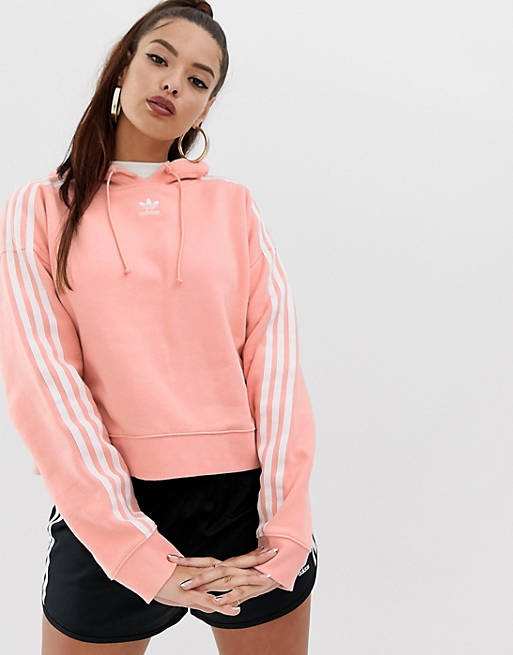 adidas Originals adicolor cropped hoodie in pink