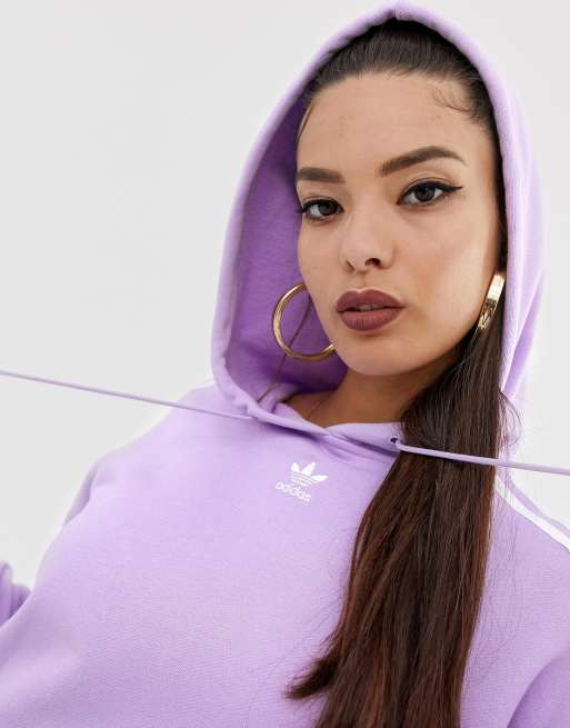 adidas Originals adicolor cropped hoodie in purple