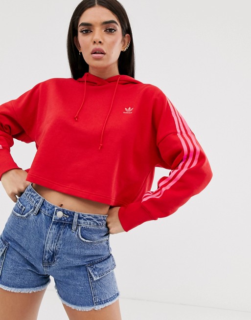 adidas Originals adicolor cropped hoodie in red | ASOS