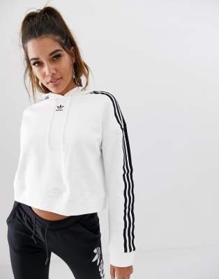 adidas originals adicolor three stripe cropped hoodie