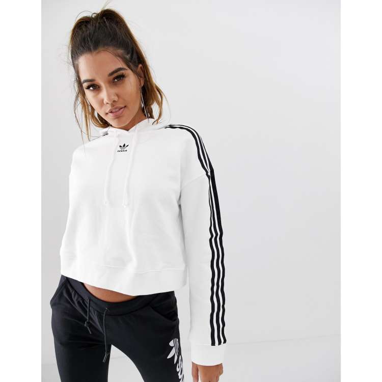 Adidas originals adicolor cropped hoodie in white discount