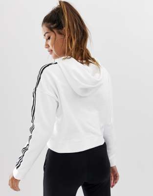 adidas originals adicolor cropped hoodie in white