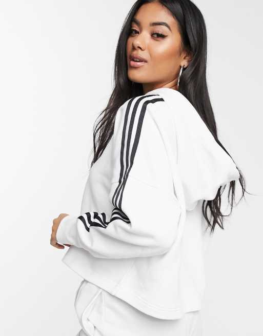 Adidas originals adicolor cropped hoodie in whit clearance