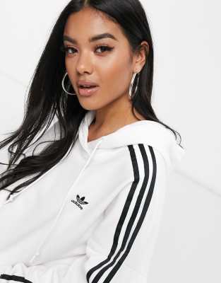 adidas originals adicolor cropped hoodie in white