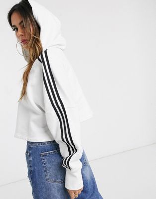 adidas originals adicolor cropped hoodie in white