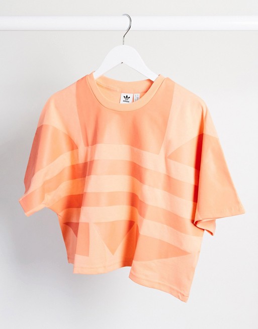 adidas Originals adicolor cropped large logo t-shirt in orange