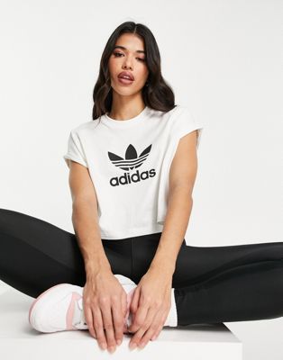 adidas Originals adicolor cropped t-shirt in white - ASOS Price Checker