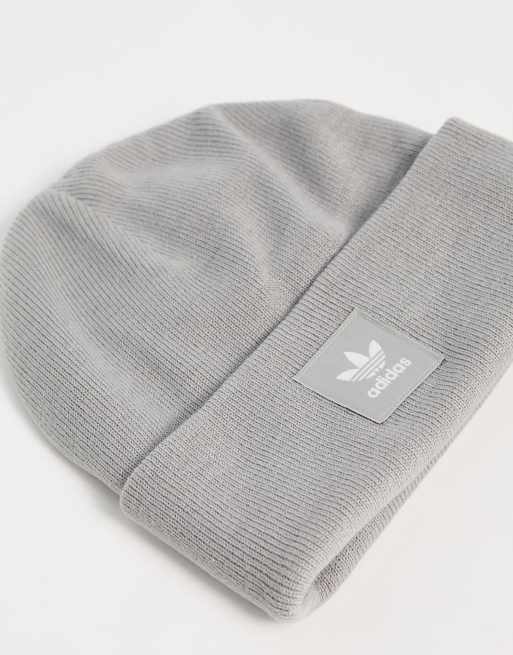 adidas Originals Adicolor cuff logo beanie in grey
