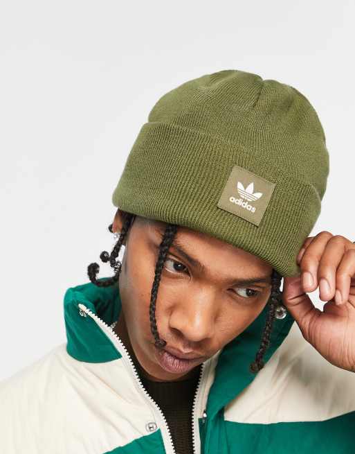 adidas Originals Adicolor cuff logo beanie in olive ASOS