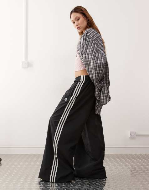 adidas Originals Adicolor wide leg track pants in black