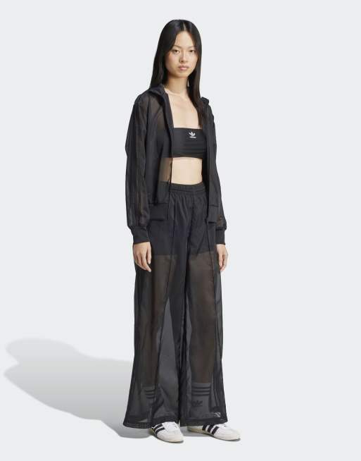 adidas Originals – Adicolor – Czarny prześwitujący top dresowy