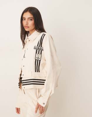 adidas Originals Adicolor denim jacket in cream-White