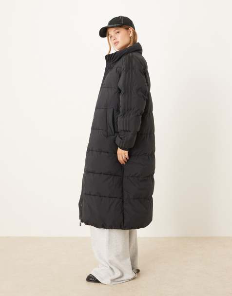adidas Originals Adicolor down long puffer coat in black - view 1