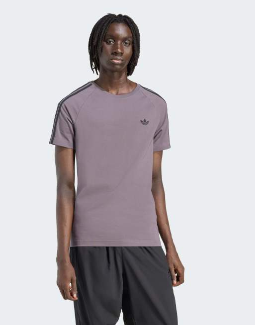 adidas Originals – Adicolor – Enges T-Shirt in Grau-Strata/Schwarz mit Dreiblatt-Logo