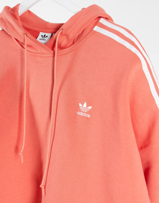 adidas Originals adicolor Felpa con cappuccio e 3 strisce corallo