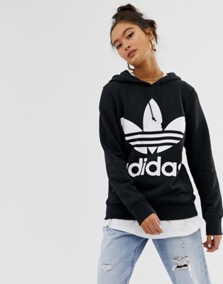 Adidas Originals - adicolor - Felpa con cappuccio e trifoglio nera | ASOS