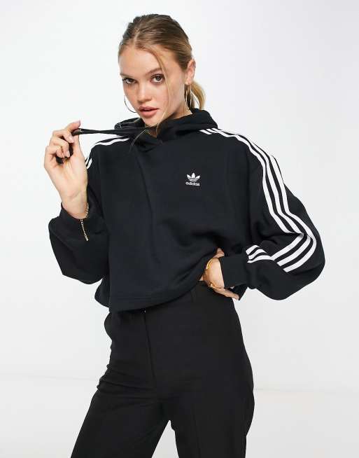 Felpa adidas nera strisce bianche best sale