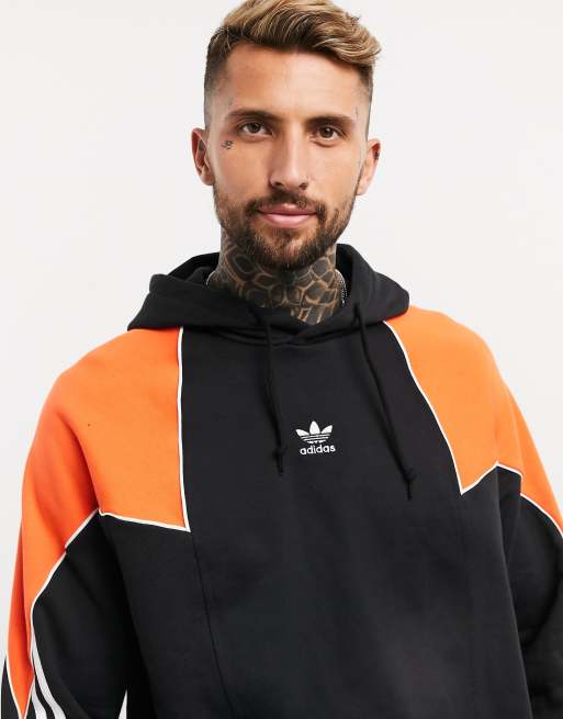 adidas Originals adicolor Felpa con cappuccio trifoglio centrale e tre strisce nera