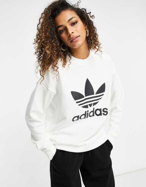 adidas Originals - adicolor - Felpa con logo grande, colore bianco
