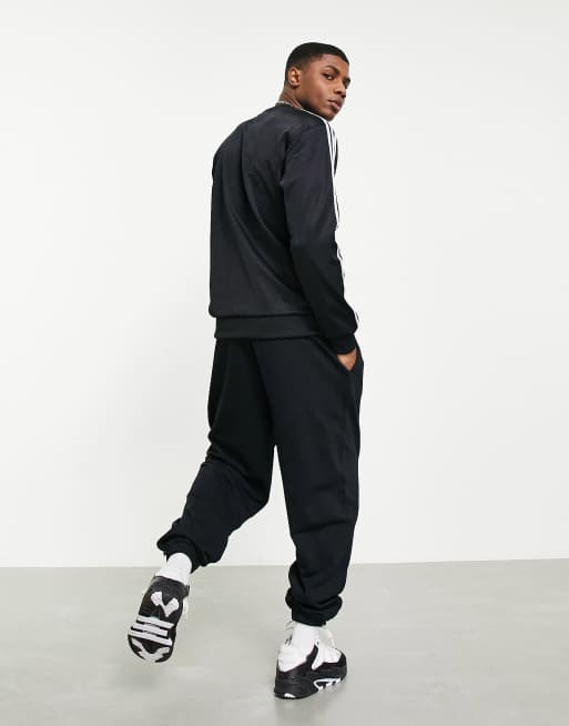 Adidas Originals adicolor Felpa con tre strisce lucida nera ASOS