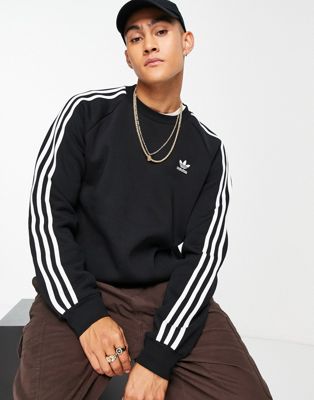 adidas Originals adicolor 3 stripes sweatshirt in black - ASOS Price Checker
