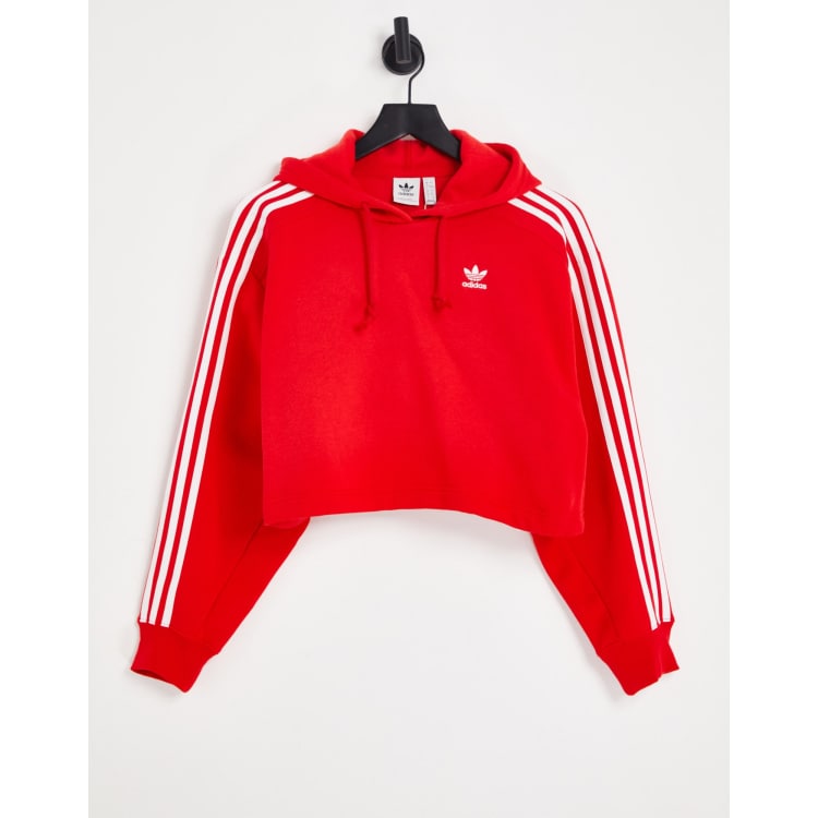 adidas Originals adicolor Felpa corta rossa con cappuccio e 3