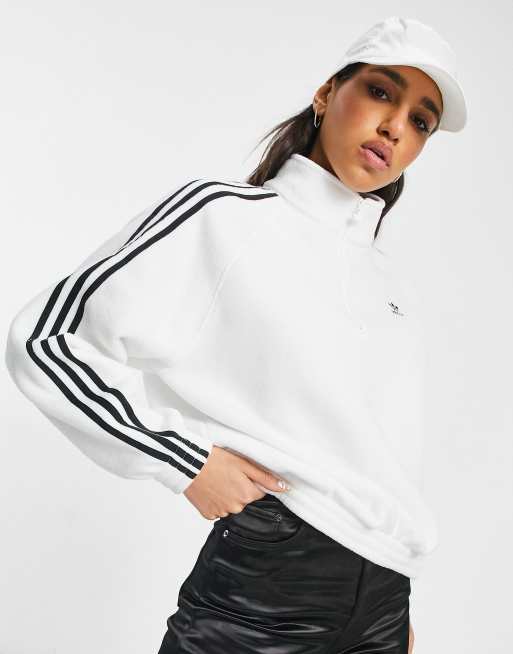 Felpa adidas bianca strisce nere sales