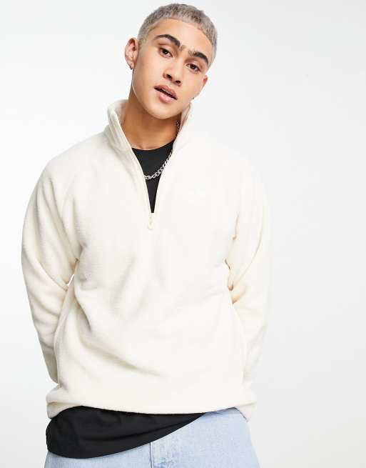 adidas Originals adicolor Felpa in pile bianco wonder con zip - Main Image