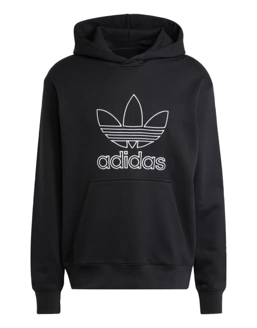 adidas Originals - Adicolor - Felpa nera con cappuccio e trifoglio