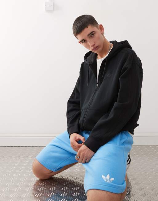 adidas Originals - adicolor - Felpa oversize nera con cappuccio e zip