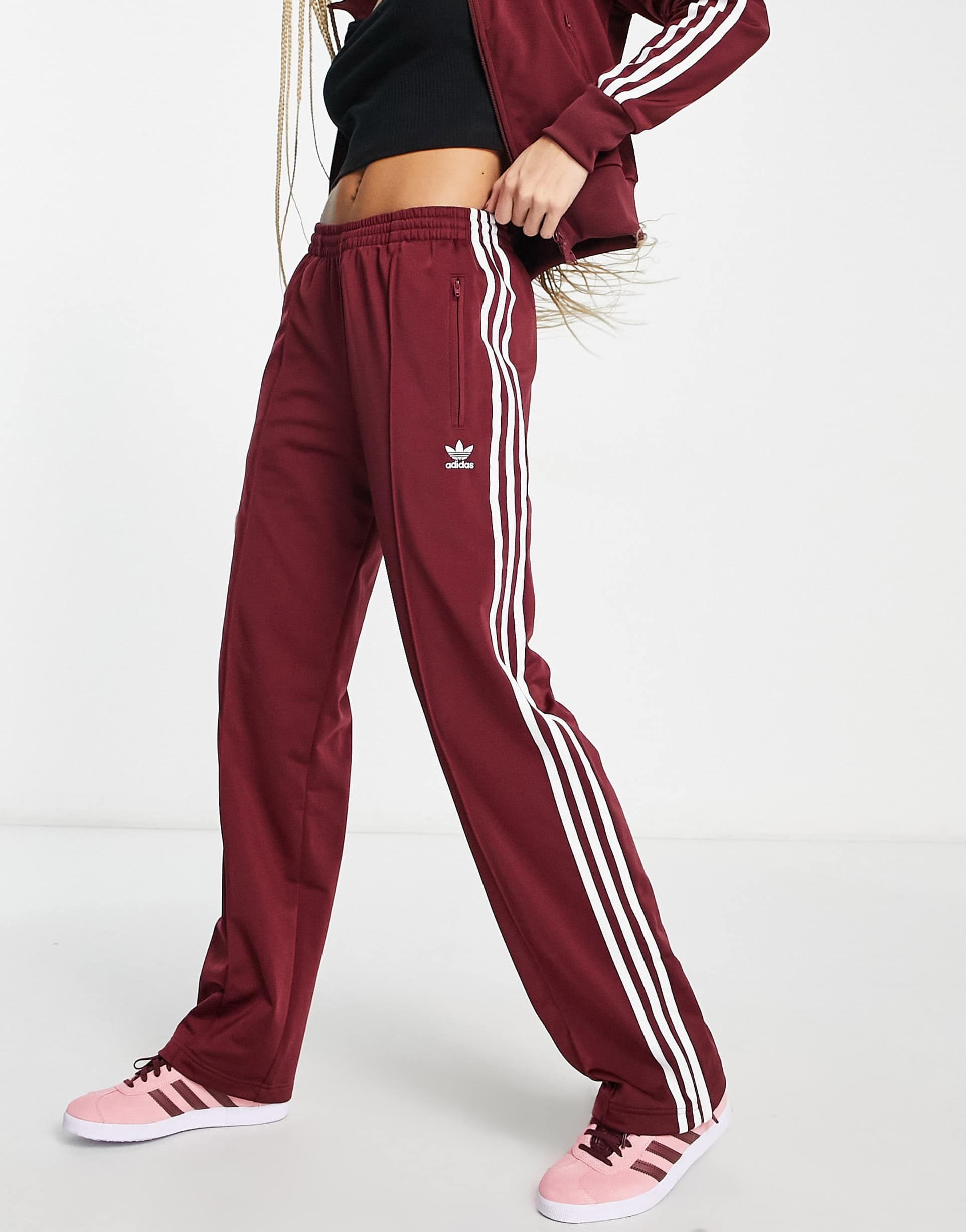 adidas Originals adicolor firebird joggers in dark red