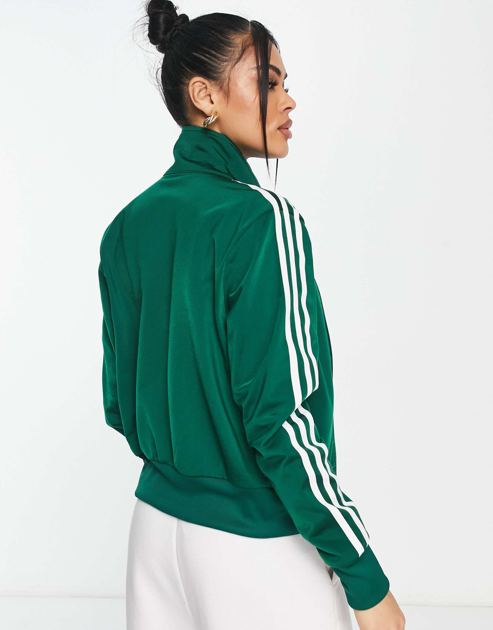 adidas Originals adicolor firebird track jacket in dark green view 3