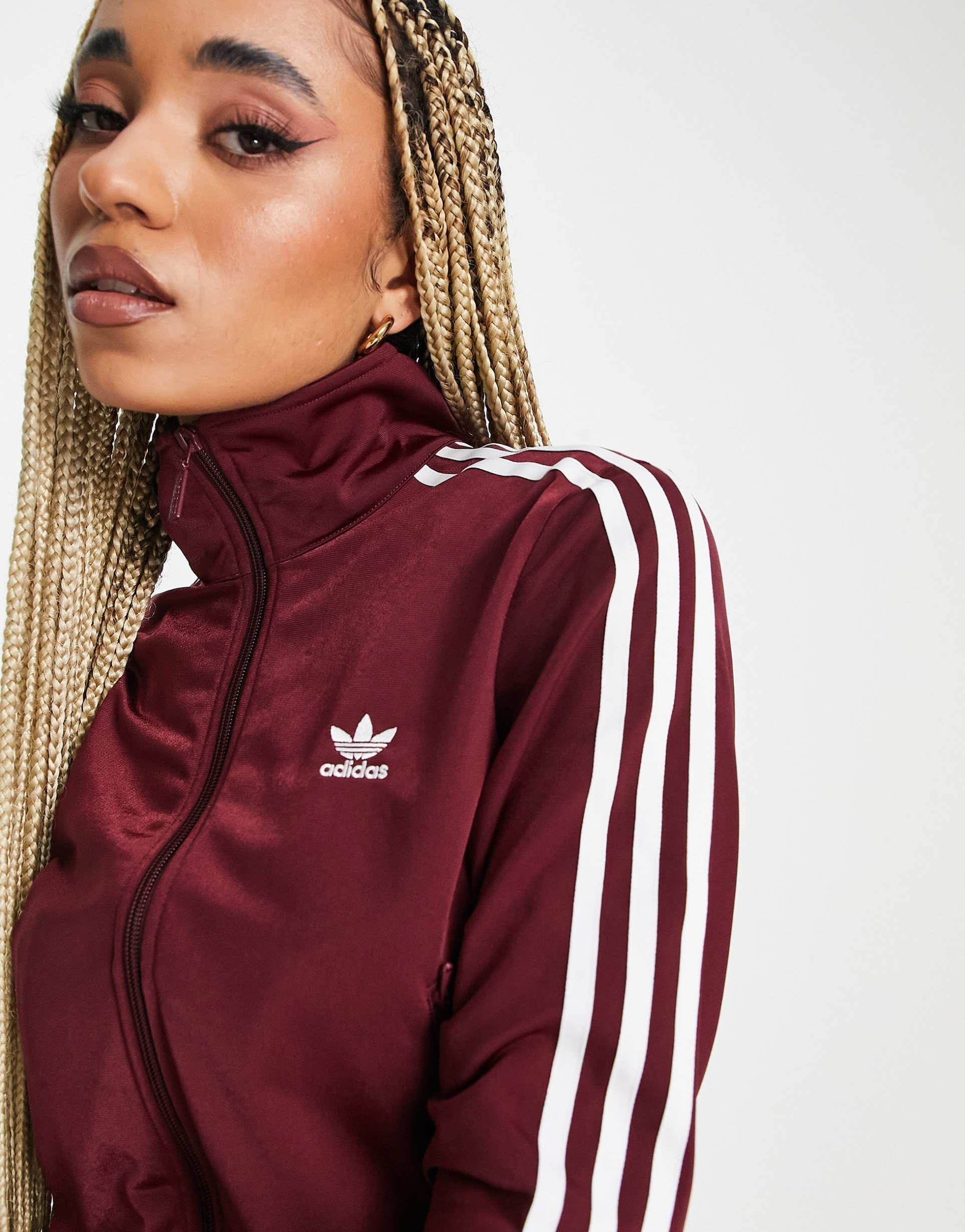adidas Originals adicolor firebird track jacket in dark red view 4
