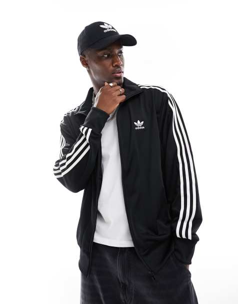 adidas Originals adicolor Firebird track top in black & white - view 1