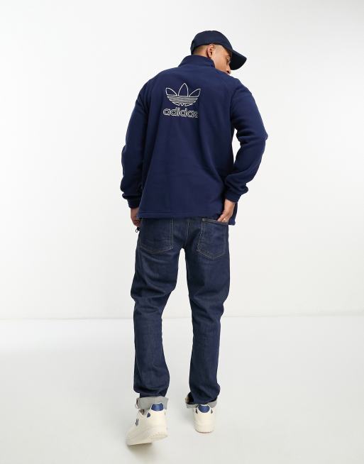 Adidas originals outline central new arrivals logo sweatshirt in navy