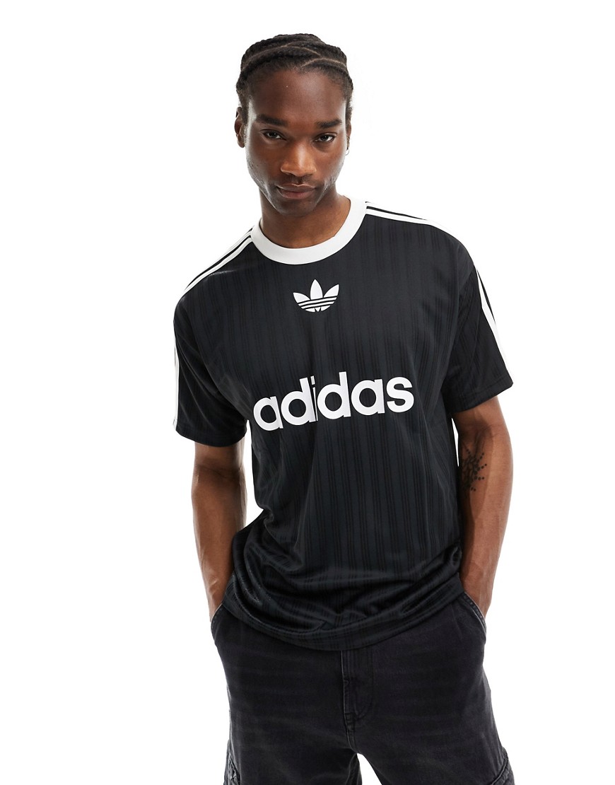adidas Originals adicolor football t-shirt in black