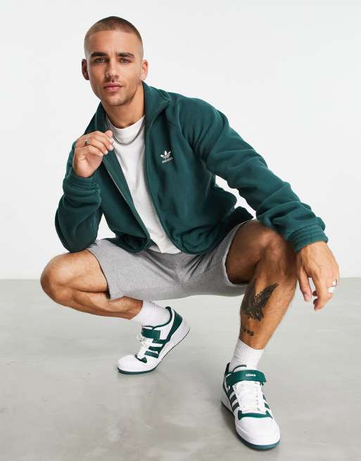 adidas Originals adicolor full zip fleece in dark green | ASOS