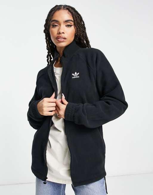 boyfriend adicolor full ASOS fleece fit through adidas Originals | zip in black