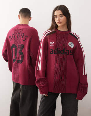 adidas Originals - Adicolor - Gestricktes Trikot in Burgunderrot
