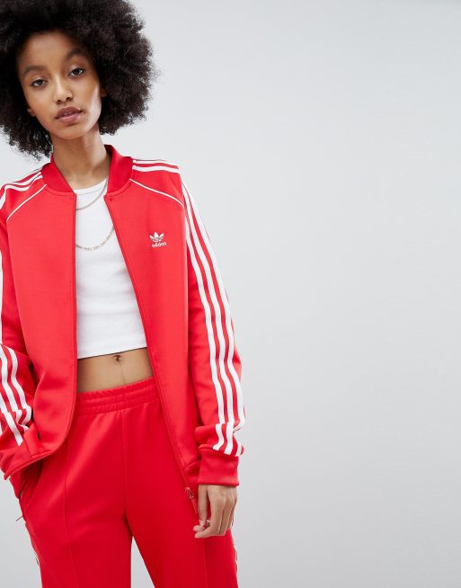 Tuta adidas rossa con strisce bianche shop