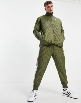 adidas Originals adicolor quilted zip through jacket in khaki - ASOS Price Checker