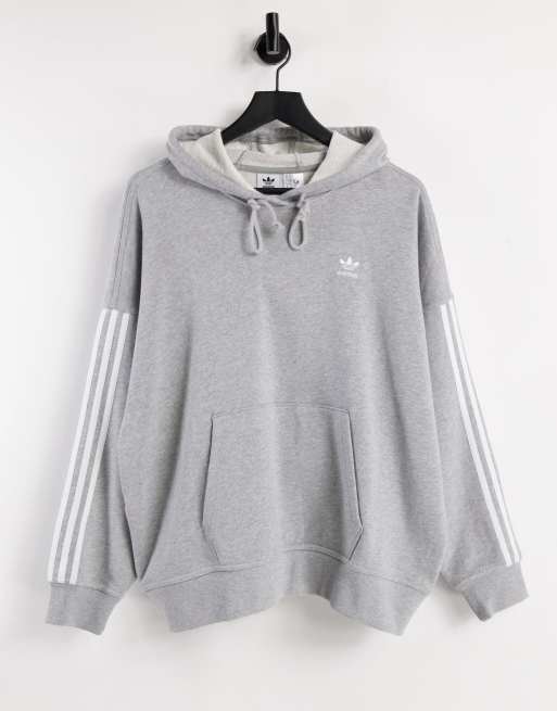 adidas Originals – adicolor – Grå huvtröja med tre ränder
