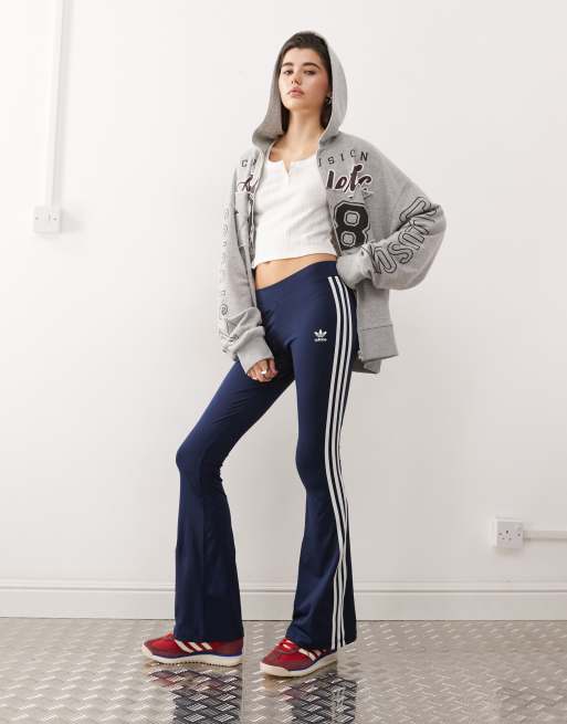 adidas Originals – Adicolor – Granatowe legginsy o fasonie dzwonów