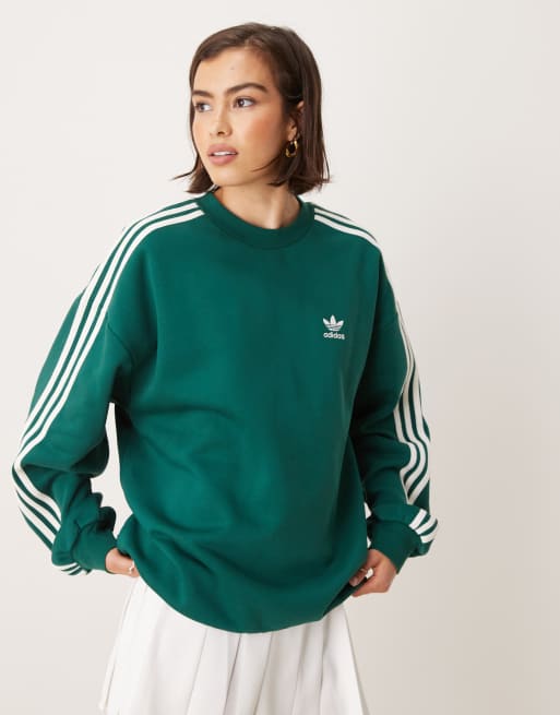 adidas Originals – Adicolor – Grön sweatshirt med 3 ränder