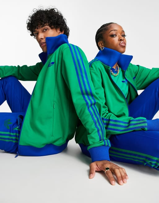 adidas Originals – adicolor – Grönrandig löpartopp i unisex-modell och 70-talsstil