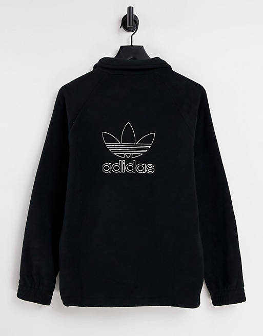 Hoodies & Sweatshirts adidas Originals adicolor half zip fleece in black 