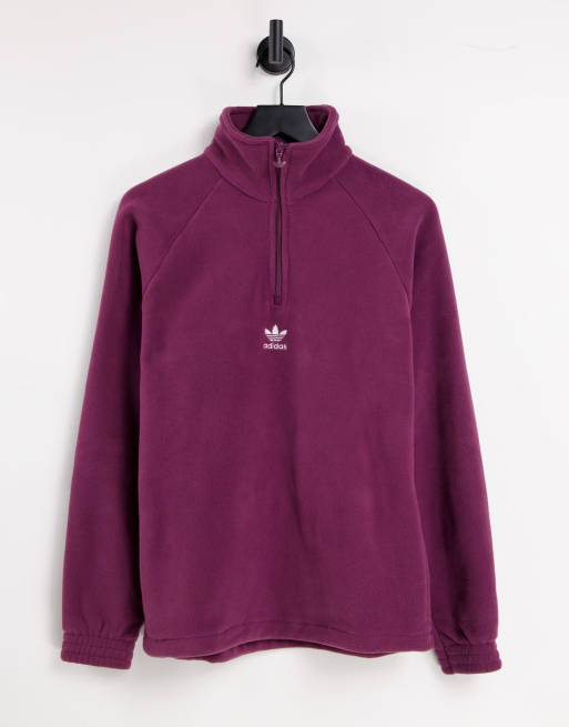 adidas Originals adicolor half zip fleece in crimson | ASOS