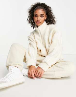 adidas Originals adicolor half zip fleece in white