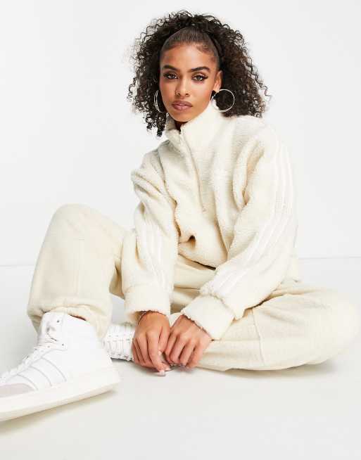 adidas Originals adicolor half zip fleece in white | ASOS