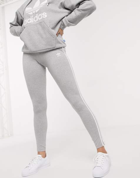 adidas Originals – adicolor – Heidegraue Leggings mit drei Streifen